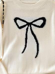 SHEIN Tween Girl Loose Casual Minimalist Comfortable Round Neck Long Sleeve Heart Pattern Sweater & Skirt Set,In Fall/Winter