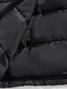 SHEIN Kleine Jungen Schwarzer Steppmantel in Mittellänge, warm, lässig, vielseitig, dicker Winterjacke