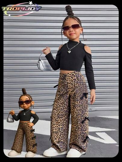 SHEIN Young Girl Pants, SHIYYING Spring/Summer High Waist Leopard Print Casual Pants, European And American Fashion Long Trousers Leopard Pants For Fall Winter