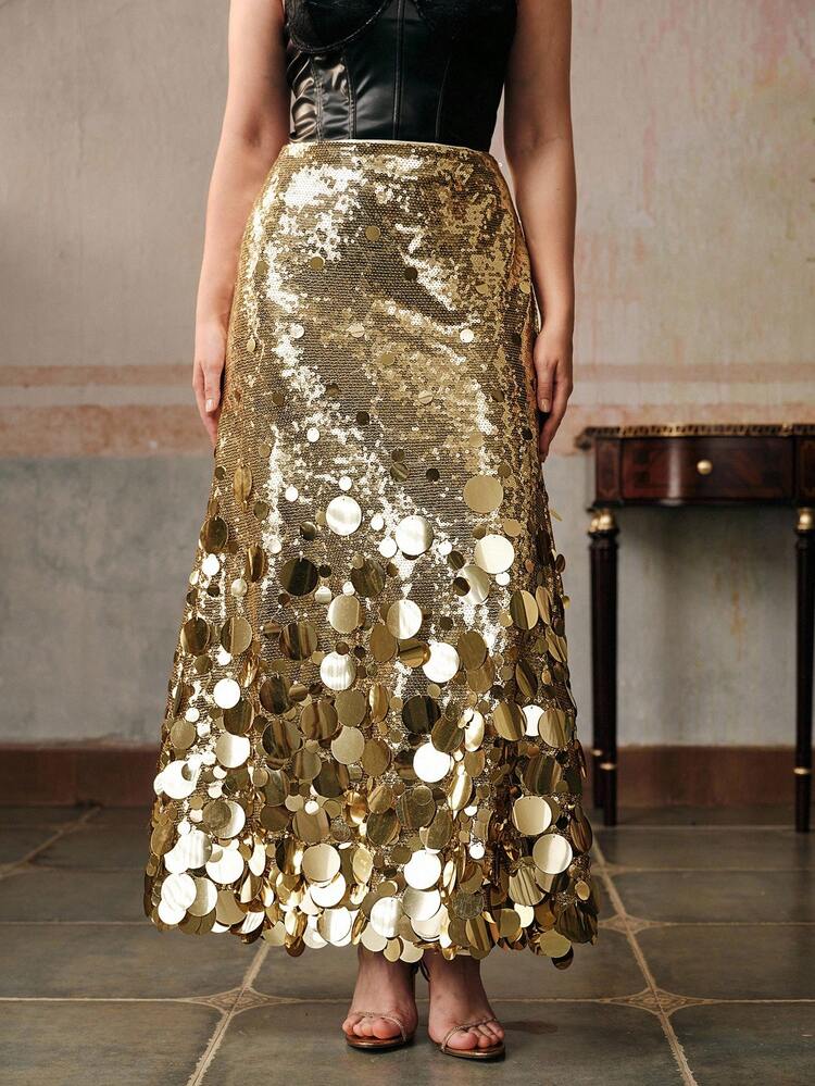 Women's Elegant Beaded Embellished Skirt