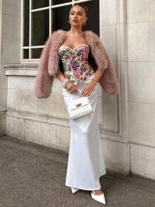 Glamine Charm 性感浪漫提花拼布花卉装饰钢圈抹胸女式上衣 - 彩色 - 查看 4