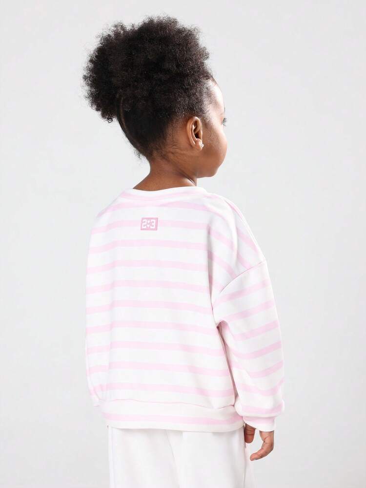 Striped Athletic Club Sweatshirt With Varsity Number Print