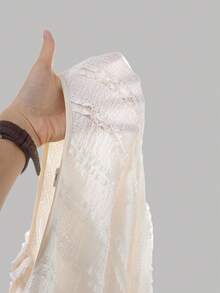 SHEIN Girlism Blusa blanca de manga larga con cuello en V para mujeres, top blanco texturizado, top blanco con nudo delantero, camiseta blanca de manga acampanada con textura para adolescentes