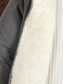 1 szt. chłopięca kurtka polarowa z kapturem w kolorze szarym i beżowym, z ozdobną kieszenią z przodu, prosta i modna, odpowiednia dla chłopców w wieku 4-7 lat, do codziennego noszenia