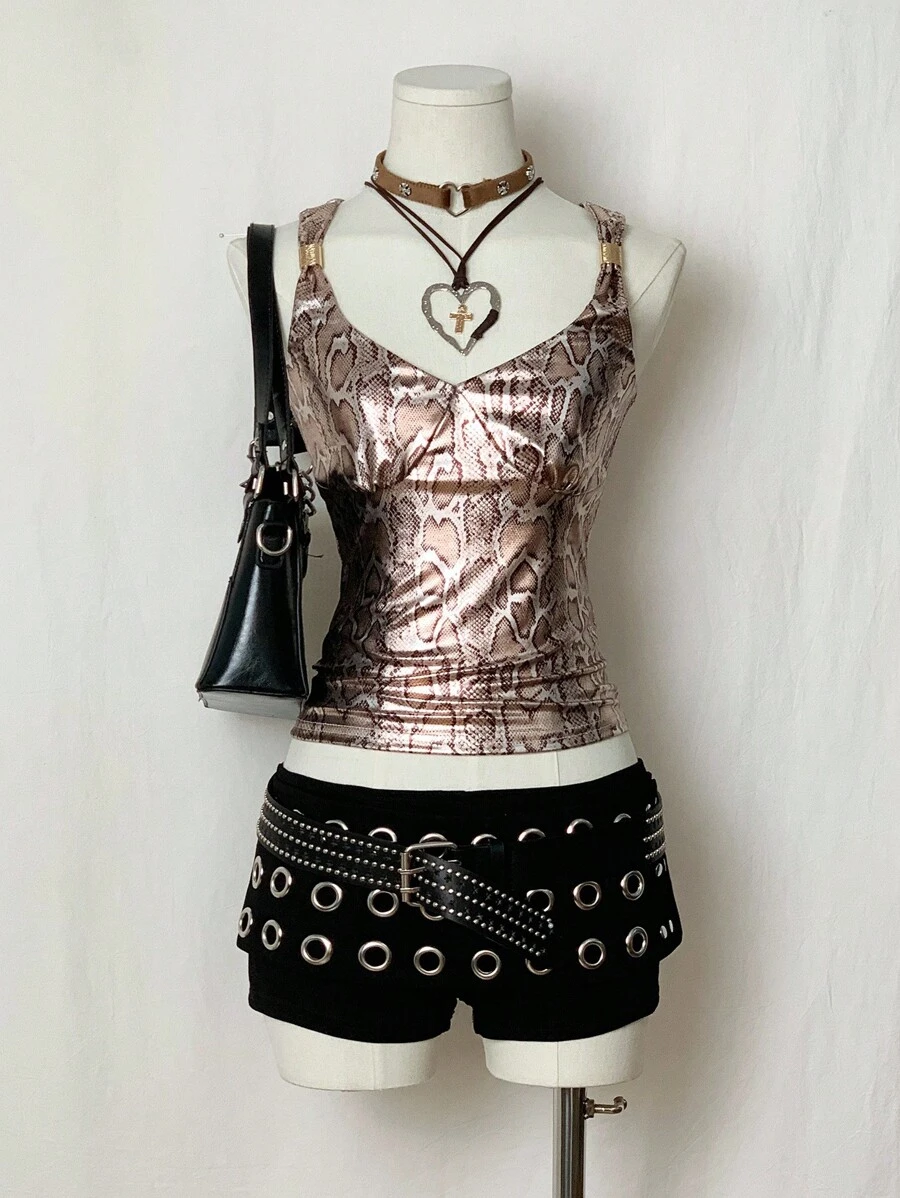 EgrlEra Women's Retro Leopard Print Square Neck Tank Top - Multicolor - View 1