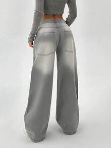 CasuGlow WOMEN WIDE LEG LOW WAIST JEANS - Medium Wash - View 2