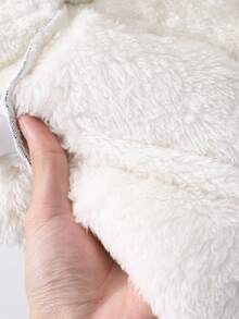 SHEIN 1 pieza Abrigo acolchado de manga larga y largo medio para niña preadolescente, forro de felpa, cómodo y cálido, prenda exterior de unicolor