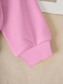 LOONEY TUNES X SHEIN Baby Girl Cartoon Graphic Crew Neck Long Sleeve Sweatshirt Fall Winter - White - View 4