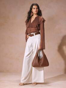 SHECARRY 时尚简约大容量单肩包 - 棕色 - 查看 7