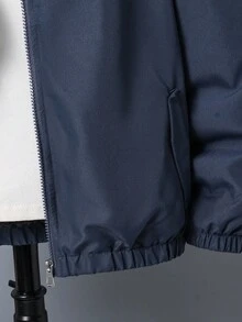 SHEIN Chaqueta con capucha de unicolor informal para niño preadolescente, elegante para otoño/invierno - Azul - Ver 4