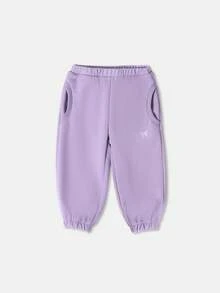 SUMWON Two Piece Sweatshirt Jogger Set Butterfly Detail Crop Top Elastic Waist Pants Wear Spring Fall Outfit - Purple - View 4