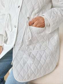 SHEIN Maternity Solid Color Loose Waist Adjustable Hooded Padded Coat