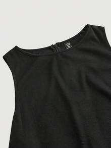 SHEIN MOD 大码女式黑色复古 70 年代背心连体裤，配免费腰带 - 完美搭配复古风、通勤装、学院风、休闲装、西式装、办公室装和机场装 - 黑色 - 查看 5