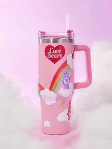 SHEIN X Care Bears 40oz Tumbler With Handle, Insulated Cup, Vacuum Insulated Water Bottle, Stainless Steel Travel Mug, Car Mug - Pink - View 4