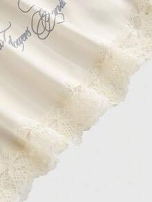 ROMWE Avant 女士万圣节天使十字架印花缎面吊带背心 - 杏色 - 查看 3