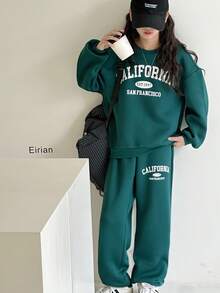 Tween Girl Comfortable Casual Minimalist Slogan Print Oversized Crew Neck Long Sleeve Hoodie And Skinny Sweatpants Set, Suitable For Home And Outdoor, Moss Green, Christmas Tween Girl Sweatsuit Teen Girl Sweatsuit Girls Sweatsuit Set Hoodie And Sweatpants Set Girls 2 Piece Sweatsuit Outfit Girls Teen Girl Sweatsuit Set Sweatsuit For Teen Girls Teen School Clothes 2 Piece Set Girl Long Sleeves Outfits Sweatshirt Straight Pants Suit Tween Girl Fall Winter