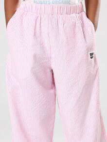 SUMWON Girls Fresh Strawberry Print T-Shirt Co-Ord Set With Pink Striped Wide Leg Pants Summer Casual Cotton Outfit - Baby Pink - View 7