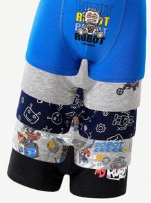 7件装男童纯棉舒适可爱科幻机器人印花三角裤 - 彩色 - 查看 3