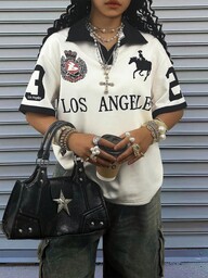 Rovax Women's Casual Letter Print Short Sleeve T-Shirt, Summer