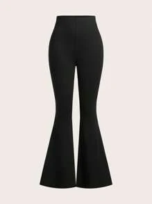 SHEIN EZwear 3pcs Women High Waist Skinny Flare Leg Pants Set - Black - View 5