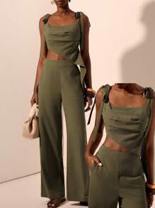 Zivah Conjunto de dos piezas para mujer para uso diario - Verde - Ver 7