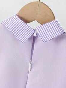 1pc Young Girl's Sweet Plaid Patchwork Long Sleeve Shirt Dress, With Hidden Zipper Design At Back, Comfortable & Cute Dress Suitable For Family Gathering, Outing, School And Other Occasions Bow Decoration, Back To School - Multicolor - View 5