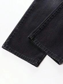 Tween Boys Denim Set, Loose Fit Distressed Black & Grey Jacket, Casual Vintage Straight Leg Washed Black & Grey Jeans Outfit Boys Jeans Suit Boys Denim Jacket And Jeans Set Black Jeans For Kids Boys Black Denim Outfit Set Jean Jacket Kids Fall Winter - Dark Grey - View 8