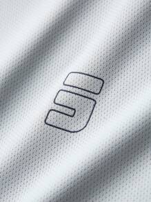 JNSQ Conjunto de manga corta y pantalones cortos para deportes al aire libre para volver al colegio, conjunto de manga corta de cuello redondo con cinta de color contrastante para deportes al aire libre para niños - Gris - Ver 8