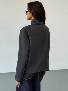 Aloruh Mantel Wanita Minimalis Serbaguna dengan Kerah Pita, Dapat Dibalik, dan Saku, Warna Abu-abu untuk Musim Gugur/Dingin - Dark Grey - View 5