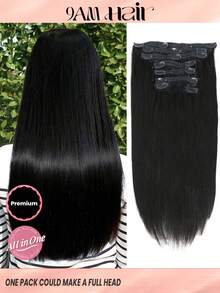 8 件高品质夹式接发直发 133G 墨黑色雷米接发一套适用于一个头的夹式接发 - Natural Black - 查看 1