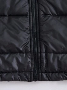 SHEIN Kleine Jungen Schwarzer Steppmantel in Mittellänge, warm, lässig, vielseitig, dicker Winterjacke