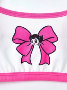 Astro Boy X SHEIN 8pcs Young Girl Cartoon Figure Graphic Camisole Bra And Boyshorts Panty Set, Cute Underwear Set, Girls Tank Top Sets, Girls Boxers Set - Pink - View 4