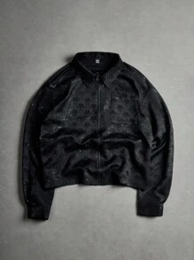 TOKVUE Men's Fashion Casual Jacquard Rhinestone Embellished Shirt, Fall, Long Sleeve Top - Black - View 4