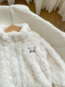SHEIN 新生女童加厚长袖立领羊毛外套 - 彩色 - 查看 7