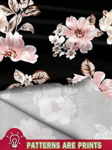 SHEIN LUNE Damen 2-teiliges Set mit Ärmellosem Top mit Rundhalsausschnitt und Muster sowie Kurzarm T-Shirt mit Blumenmuster, geeignet für Sommer Outdoor & Urlaub