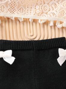 Baby Girls' Fashionable Cute Versatile Bow Sweater Pants