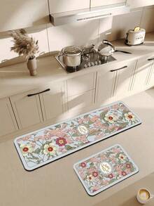 1pc Kitchen Mat, Fashionable Style, Water-Absorbing, Quick-Drying, Anti-Slip. Simple Diatom Mud Soft Rubber Mat. Suitable For Kitchen, Bathroom, Entrance Door, Laundry Room And Other Places ,Room Decor. - Multicolor - View 1