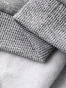DAZY Sudadera casual de estilo coreano para niñas jóvenes con cuello redondo, ribete de volantes, contraste de colores, estampado de parches y manga larga - Gris - Ver 9
