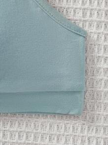 SHEIN 青少年女孩简约舒适褶皱 V 领可调节加厚透气柔软 3 件内衣套装，包含可拆卸胸垫、可调节肩带 - 彩色 - 查看 5