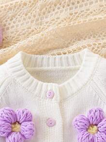 Baby und Mädchen modische, süße, vielseitige Wollblumen Strickjacke Latzhose Krabbel Kleidung Oberbekleidung