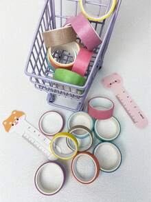 SHEIN 1 Box Multicolored Macaron Washi Tape Set, 6/12 Gradient Color Paper Tape, Cute Fresh Decorative Tape For Girl's Journaling Diy, Students Use Back To School