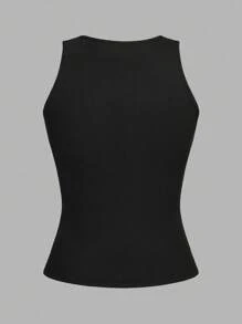 SHEIN EZwear 2 件黑色短款性感紧身吊带背心，适合夏季 - 黑色 - 查看 6