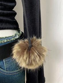 SHEIN Unity 女士黑色拼布仿皮草连帽运动衫 - 黑色 - 查看 4