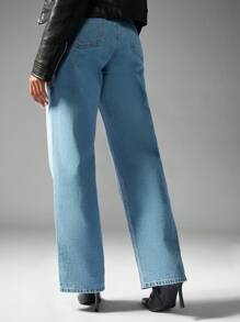 MISSGUIDED Premium High Rise Wide Leg Jeans Retro Style Vintage Light Wash Denim Pants Classic Casual Streetwear Fall Winter Fashion