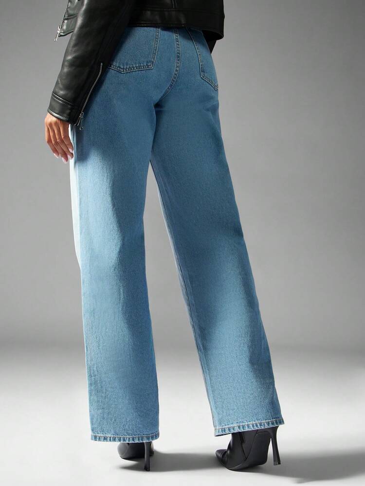 MISSGUIDED Premium High Rise Wide Leg Jeans Retro Style Vintage Light Wash Denim Pants Classic Casual Streetwear Fall Winter Fashion