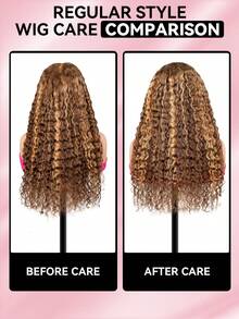 9am Hair Store Wear Go Highlight 预剪 6*4 透明蕾丝无胶水波 180% 18-28 英寸 P4/27 蜜金色蕾丝闭合假发钢琴色预拔发际线高品质发饰初学者友好型无胶前假发编织真人发质度假必备万圣节服装 - S4/27 - 查看 13