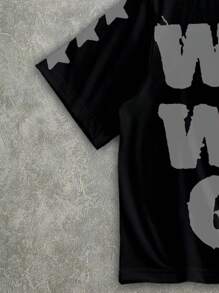 Manfinity ZONE917 Men's Street Letter Graphic Loose Fit Short Sleeve T-Shirt, Summer