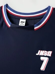 JNSQ Outdoor Professional Sports Vest Jersey, Children's Patchwork Contrast Color Front Number Print Outdoor Professional Sports Vest Jersey Top - Blue - View 6