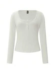 Almamuse Women's Sweet Lace Trim Long Sleeve T-Shirt, Slim Fit 3-Button Casual White Tee Tops Summer Lace Trim Long Sleeve Top White Button Down Top White Lace Trim Top Long Sleeve White Top Cute White Tops For Women - White - View 5