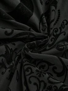 ROMWE Hippie 女式植绒网眼哥特式暗球透明流苏度假连衣裙 - 棕色 - 查看 4